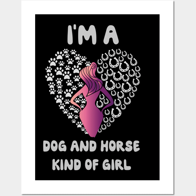 I'm A Dog And Horse Kind Of Girl Horseshoe Paw funny gift Wall Art by MaryMary